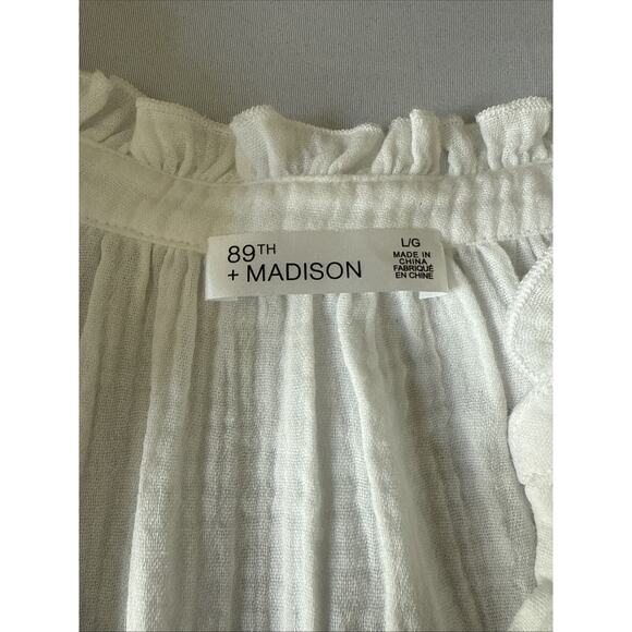 89th & Madison NWT Women’s L Boho Chic Waffle White Blouse Clean White Beach - Picture 4 of 11